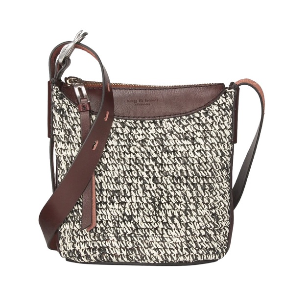 Rag & Bone Belize Mini Straw & brown Leather Bucket Bag NWOT